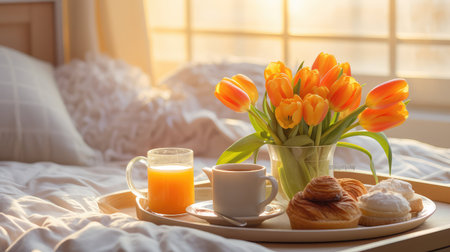 breakfast mothers day orangeの写真素材
