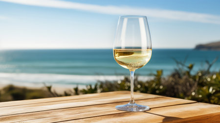 coastal white wine in glassの素材