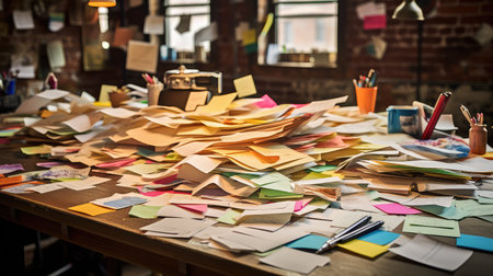 table papers on a tableの写真素材