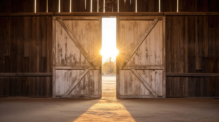 wooden open double doorsの素材