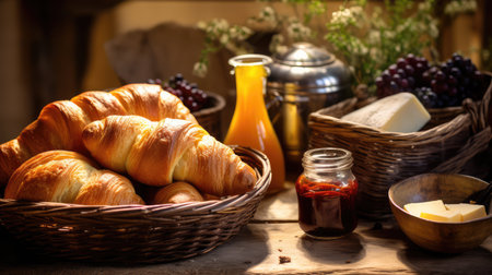 setting crust croissan food backgroundの素材