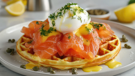 savory crispy waffle food backgroundの素材