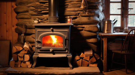 burning winter heatingの写真素材