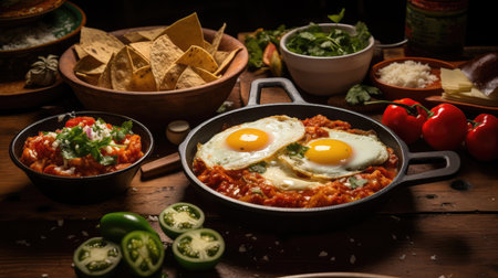 chilaquiles table of mexican food