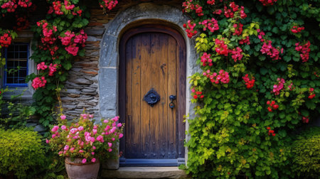 countryside front door of houseの写真素材