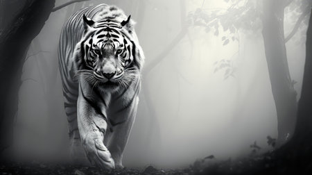 silhouette black and white tigerの素材