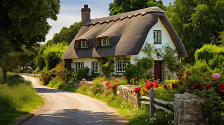 thatched neighborhood houseの写真素材