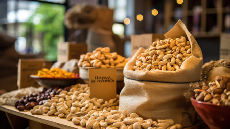 burlap bag of peanutsの写真素材