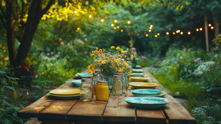 flowers summer table settingの素材