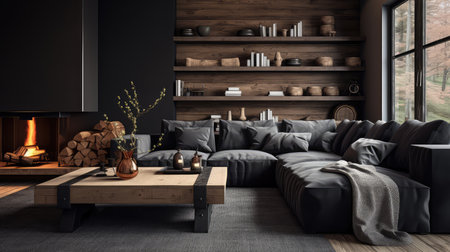 charcoal living room black