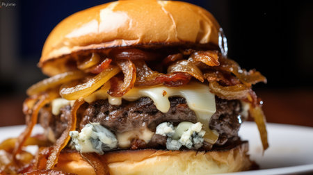 onions blue cheese burgerの写真素材