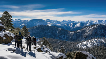 vista snowy scenery hiking winter forest