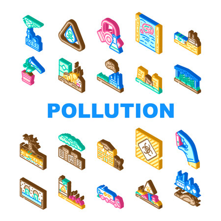 chemical pollution toxins icons set vectorのイラスト素材