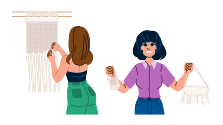 wall macrame woman vector