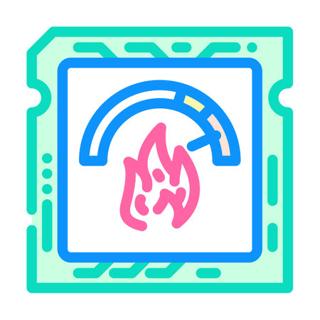 overclocked cpu chip gaming pc color icon vector illustrationのイラスト素材