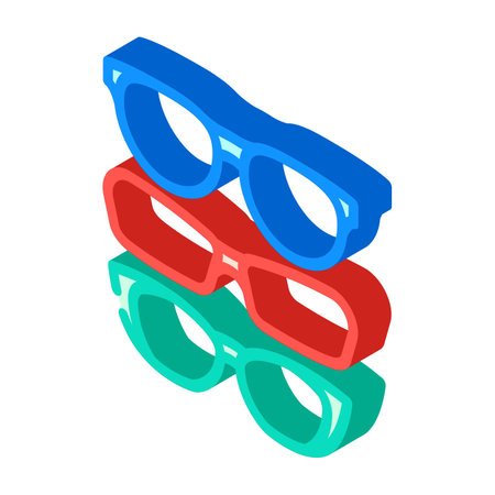 glasses frames optometry vision eye isometric icon vector illustration