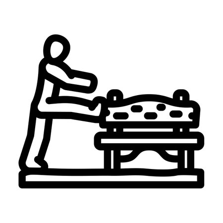 park bench stretching sustainable fitness line icon vector illustrationのイラスト素材
