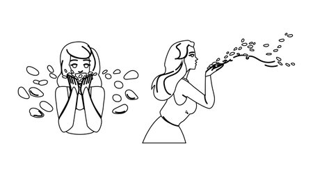 beauty blow flower petals woman vectorのイラスト素材