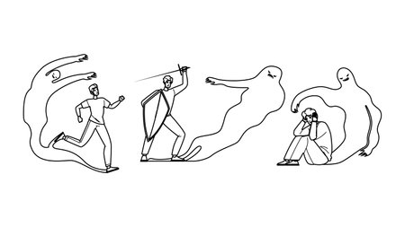 night man shadow fear vectorのイラスト素材