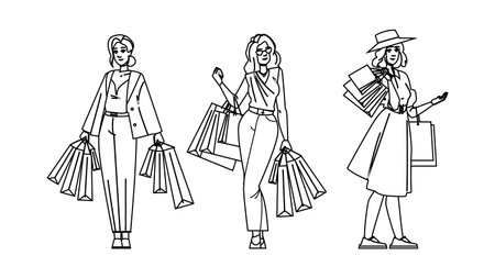 satchel shopping bags woman vectorのイラスト素材