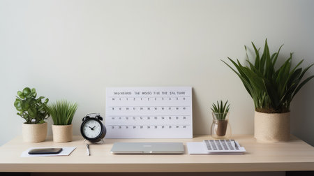 light calendar on deskの素材