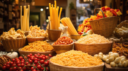 vibrant macaroni italian food backgroundの素材