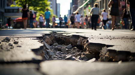 asphalt crack in roadの素材