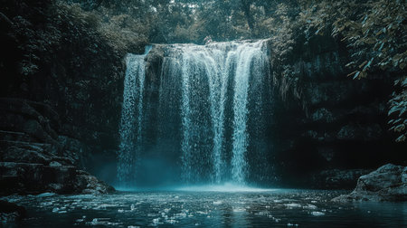 stream water falling illustration torrent plunge, spray flow, rapids brook stream water fallingの素材