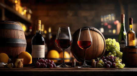 bottle wine and spirits illustration barrel grapes, distillery cellar, cocktail whiskey bottle wine and spiritsの素材