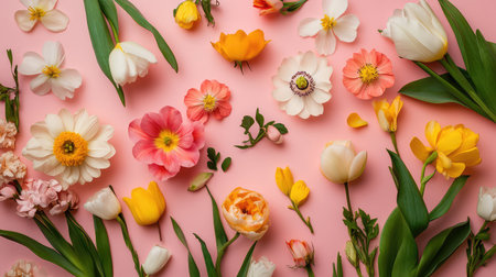 petals spring flowers flat layの素材