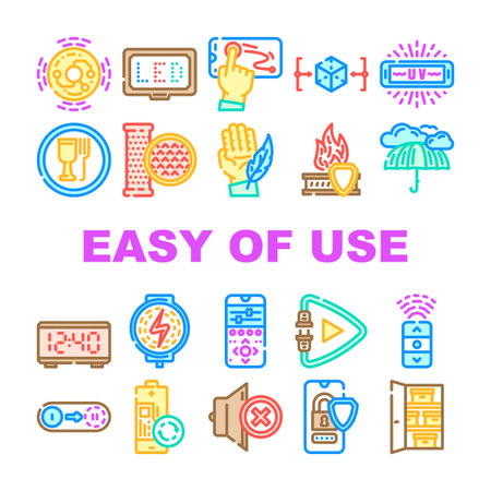 ease of use convenience product icons set vectorのイラスト素材