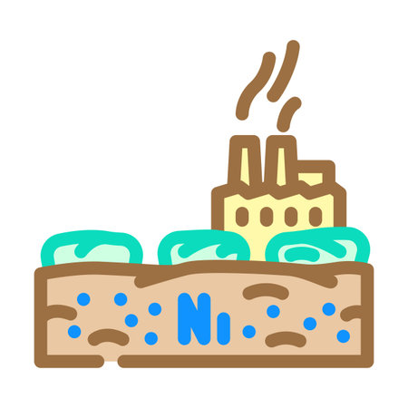 agricultural fields contaminated nickel nearby factories color icon vector illustrationのイラスト素材