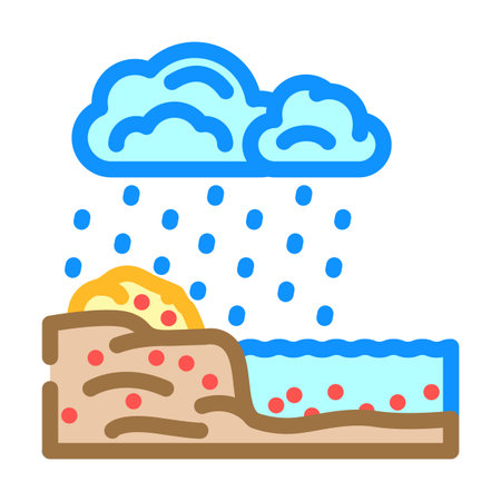copper zinc runoff river system after heavy rainfall color icon vector illustrationのイラスト素材