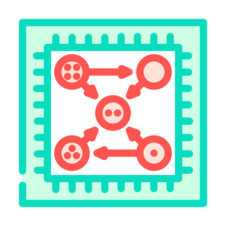 chip entangled qubits quantum computer color icon vector illustrationのイラスト素材