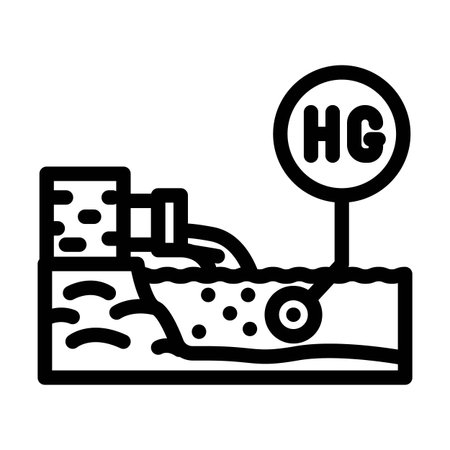 mercury pollution river industrial discharge line icon vector illustrationのイラスト素材