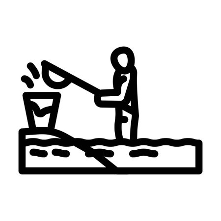 person cleaning up an oil spill line icon vector illustrationのイラスト素材