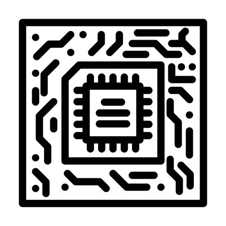 circuit board quantum computer line icon vector illustration