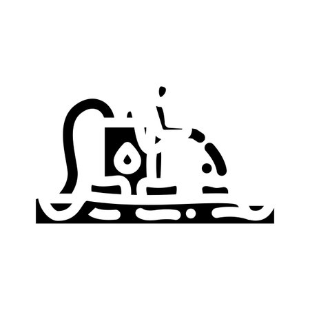 farmers using water contaminated metals for irrigation glyph icon vector illustrationのイラスト素材
