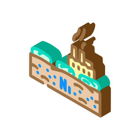 agricultural fields contaminated nickel nearby factories isometric icon vector illustrationのイラスト素材