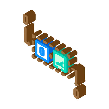 qubit measurement quantum computer isometric icon vector illustrationのイラスト素材