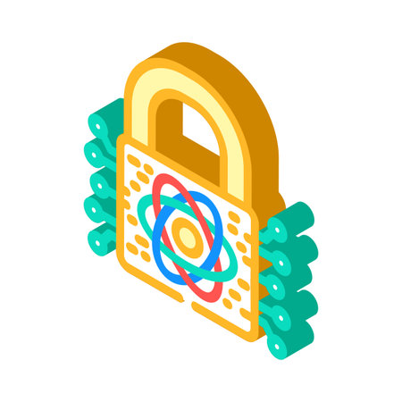 encryption lock quantum computer isometric icon vector illustrationのイラスト素材
