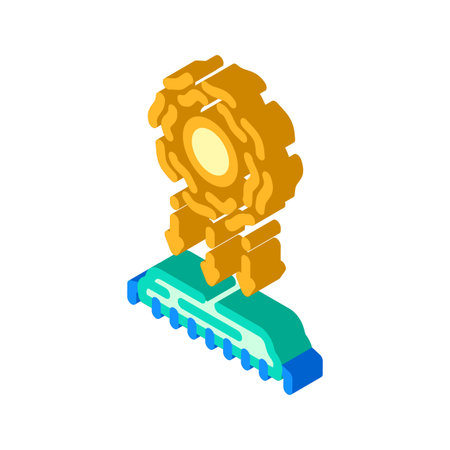 light particles interacting chip isometric icon vector illustrationのイラスト素材