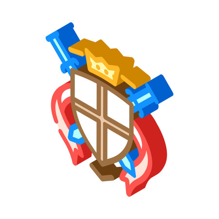 coat arms medieval heraldry isometric icon vector illustrationのイラスト素材