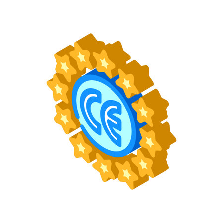 ce certified isometric icon vector illustrationのイラスト素材
