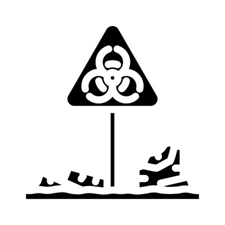 warning sign polluted field glyph icon vector illustrationのイラスト素材