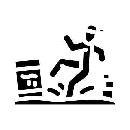 children playing near hazardous soil glyph icon vector illustrationのイラスト素材