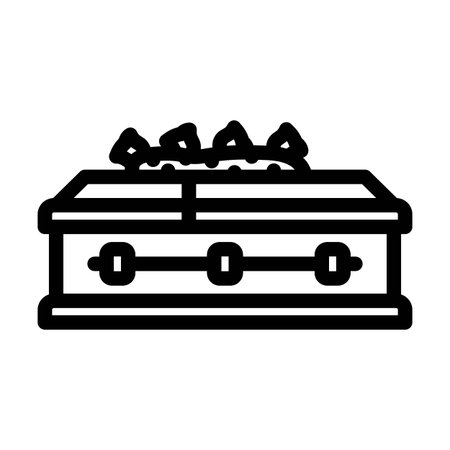 coffin flowers mortality line icon vector illustrationのイラスト素材