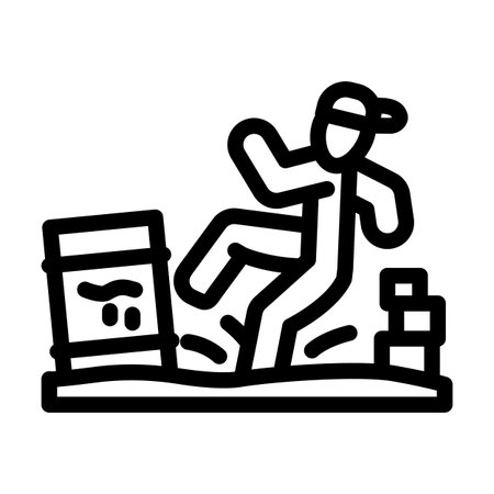 children playing near hazardous soil line icon vector illustrationのイラスト素材