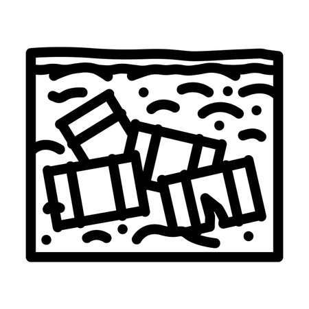 buried chemical waste barrels line icon vector illustrationのイラスト素材