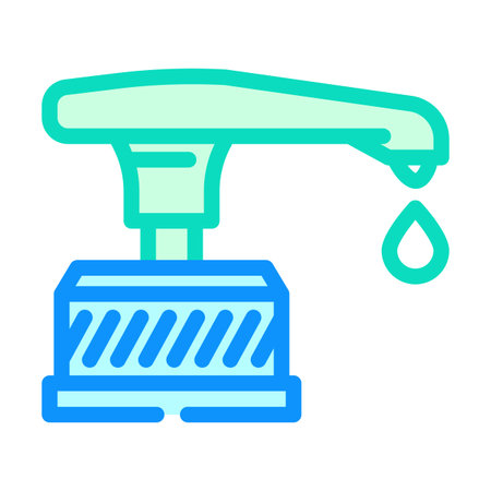 soap droplet falling from nozzle color icon vector illustrationのイラスト素材